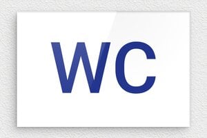 Plaque de porte WC - Toilettes et salle de bains - Panneau wc en plexiglass blanc - 150 x 100 mm - Plexiglass - blanc-bleu - glue - pl-plexiglas-037-1
