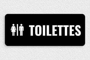 Signalétique pour le tourisme - Panneau toilettes - PVC - Noir - 300 x 120 mm - 300 x 120 mm - PVC - noir-blanc - glue - pl-toilette-008-1