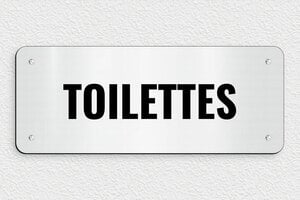 Plaque de porte WC - Toilettes et salle de bains - Plaque toilettes - 300 x 120 mm - PVC - 300 x 120 mm - PVC - gris-brosse-noir - screws - pl-toilette-009-1