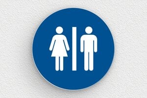 Plaque de porte WC - Toilettes et salle de bains - Plaque toilettes - PVC - Rond - Bleu - 100 x 100 mm - 100 x 100 mm - PVC - bleu-blanc - glue - pl-toilettes-010-1
