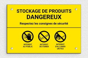 Marquage industriel - Panneau stockage de produits dangereux - 210 x 140 mm - PVC - jaune-noir - screws - pl-videosurveillance-003-1
