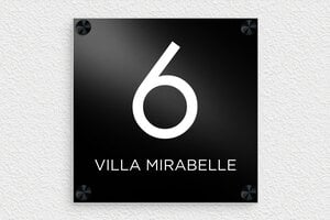Plaque nom de maison - pl-villa-009-1 - 150 x 150 mm - noir - screws-caps - pl-villa-009-1