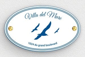Plaque nom de maison - pl-villa-044-1 - 100 x 60 mm - blanc-bleu - screws - pl-villa-044-1
