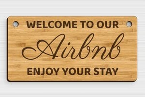 Panneaux Airbnb personnalisés - Bois - 200 x 100 mm - bambou - holes-only - plaque-airbnb-016-3