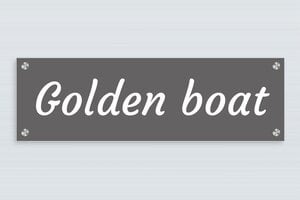 Plaque bateau - plaque-bateau-nom-003-1 - 450 x 140 mm - gris-souris-blanc - screws-caps - plaque-bateau-nom-003-1