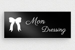 Plaque de porte autocollante - Plaque de porte mon dressing - 100 x 40 mm - Aluminium - noir - glue - plaque-de-porte-dressing-007-2