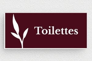Plaque de porte WC - Toilettes et salle de bains - Plaquette de toilettes en PVC - 80 x 35 mm - PVC - bordeau-blanc - glue - plaque-de-porte-salle-de-bain-et-toilettes-002-1
