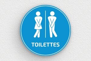 Plaque de porte WC - Toilettes et salle de bains - Plaque ronde de toilettes en PVC bleu ciel - 200 x 200 mm - PVC - bleu-ciel-blanc - glue - plaque-de-porte-salle-de-bain-et-toilettes-004-2
