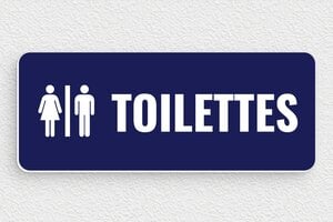 Plaque de porte WC - Toilettes et salle de bains - Plaque de porte de toilettes - 150 x 60 mm - PVC - bleu-marine-blanc - glue - plaque-de-porte-salle-de-bain-et-toilettes-005-2