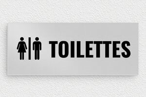 Plaque de porte WC - Toilettes et salle de bains - Plaque de toilettes en aluminium - 150 x 60 mm - Aluminium - anodise - glue - plaque-de-porte-salle-de-bain-et-toilettes-006-2