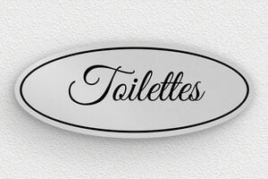 Plaque de porte WC - Toilettes et salle de bains - Plaque ovale de toilettes en aluminium - 150 x 60 mm - Aluminium - anodise - glue - plaque-de-porte-salle-de-bain-et-toilettes-011-2