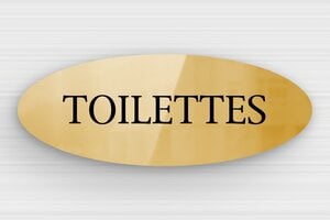 Plaque de porte WC - Toilettes et salle de bains - Plaque ovale de toilettes en laiton - 210 x 80 mm - Laiton - poli - glue - plaque-de-porte-salle-de-bain-et-toilettes-012-2