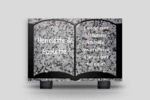 Plaque funéraire granit - Plexiglass 8mm - 180 x 120 mm - custom - feet - plaque-funeraire-18x12-12