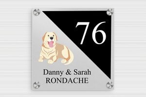 Plaque de porte aluminium - plaque-maison-animaux-005-3 - 150 x 150 mm - anodise - screws-caps - plaque-maison-animaux-005-3