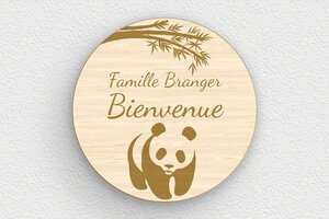 Plaque de porte bois - plaque-maison-bienvenue-007-2 - 150 x 150 mm - erable - glue - plaque-maison-bienvenue-007-2