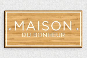 Plaque maison du bonheur - plaque-maison-bonheur-002-1 - 210 x 100 mm - bambou - screws - plaque-maison-bonheur-002-1