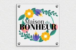 Plaque maison du bonheur - plaque-maison-bonheur-004-1 - 200 x 200 mm - custom - screws-caps - plaque-maison-bonheur-004-1