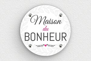 Plaque maison du bonheur - plaque-maison-bonheur-005-1 - 200 x 200 mm - custom - screws-caps - plaque-maison-bonheur-005-1