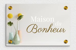 Plaque maison du bonheur - plaque-maison-bonheur-011-1 - 210 x 140 mm - custom - screws-caps - plaque-maison-bonheur-011-1