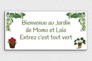 Plaque Jardin - plaque-maison-jardin-001-3 - 210 x 100 mm - custom - screws - plaque-maison-jardin-001-3