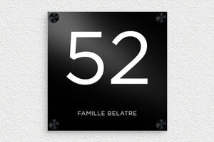 Plaque de porte aluminium - plaque-maison-moderne-006-1 - 150 x 150 mm - noir - screws-caps - plaque-maison-moderne-006-1