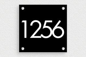 Numéro maison design noir - plaque-maison-noir-003-1 - 100 x 100 mm - noir-blanc - screws - plaque-maison-noir-003-1