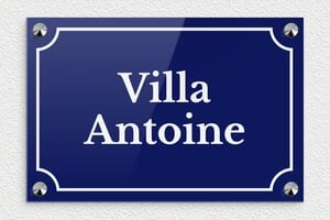 Plaque nom de maison - plaque-maison-nom-villa-002-3 - 300 x 200 mm - bleu-blanc - screws-caps - plaque-maison-nom-villa-002-3