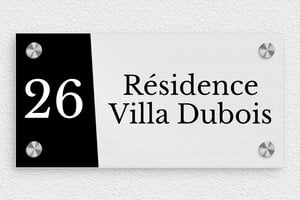 Plaque nom de maison - plaque-maison-nom-villa-004-3 - 210 x 105 mm - brosse - screws-caps - plaque-maison-nom-villa-004-3
