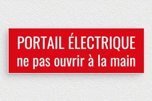 Plaque Portail - plaque-maison-portail-automatique-001-3 - 150 x 50 mm - rouge-blanc - glue - plaque-maison-portail-automatique-001-3