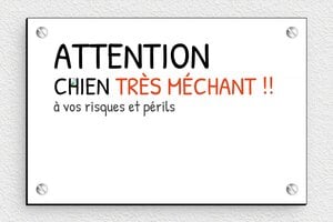 Pancarte Chien humour - Attention chien très méchant - 150 x 100 mm - PVC - custom - screws - plaque-maison-portail-chien-006-1