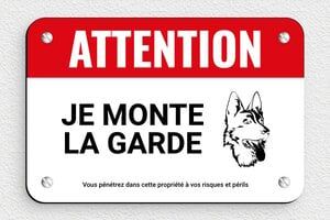 Attention au chien - Plaque chien de garde - 150 x 100 mm - PVC - custom - screws - plaque-maison-portail-chien-007-1