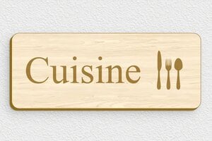 Plaque de porte autocollante - Plaque de porte de cuisine en bois - 150 x 60 mm - Bois - erable - glue - plaque-porte-cuisine-001-2