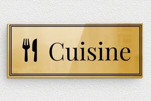 Plaque de porte pour votre cuisine - Plaque de porte de cuisine en laiton - 100 x 40 mm - Laiton - poli - glue - plaque-porte-cuisine-006-2