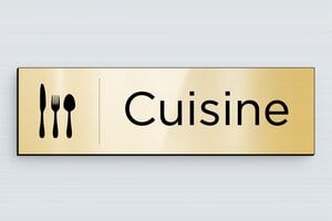 Plaque de porte pour votre cuisine - Plaque pour cuisine en PVC - 170 x 50 mm - PVC - or-brillant-noir - glue - plaque-porte-cuisine-007-1