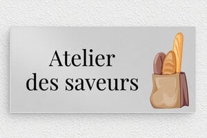 Plaque de porte aluminium - plaque-porte-cuisine-011-2 - 130 x 60 mm - anodise - glue - plaque-porte-cuisine-011-2