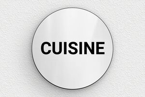 Plaque de porte pour votre cuisine - Plaque ronde de porte de cuisine - 80 x 80 mm - PVC - gris-brillant-noir - glue - plaque-porte-cuisine-017-1