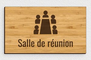 Plaque de porte bois - Plaque de porte salle de réunion en bambou - 190 x 110 mm - Bois - bambou - glue - plaque-porte-salle-reunion-001-3