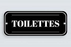 Plaque de porte WC - Toilettes et salle de bains - Plaque toilettes - PVC - Noir - 190 x 75 mm - 190 x 75 mm - PVC - noir-blanc - screws - plaque-porte-wc-sdb-002-1
