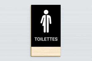 Plaque de porte WC - Toilettes et salle de bains - Plaque toilettes mixte en bois - 120 x 210 mm - Bois - erable - glue - plaque-porte-wc-sdb-007-1