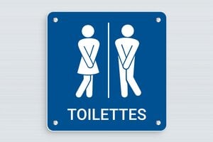 Plaque de porte WC - Toilettes et salle de bains - Plaque toilettes - PVC - Bleu - 150 x 150 mm - 150 x 150 mm - PVC - bleu-blanc - screws - plaque-porte-wc-sdb-008-1