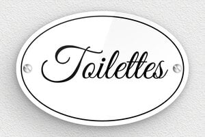 Plaque de porte WC - Toilettes et salle de bains - Plaque toilettes - Ovale - Plexiglass - 120 x 80 mm - 120 x 80 mm - Plexiglass - custom - screws - plaque-porte-wc-sdb-013-1