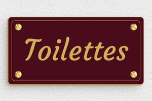Plaque de porte WC - Toilettes et salle de bains - Plaque toilettes - PVC - Bordeau - 120 x 60 mm - 120 x 60 mm - PVC - bordeau-or - screws - plaque-porte-wc-sdb-015-1