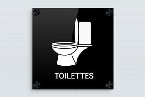 Plaque de porte WC - Toilettes et salle de bains - Plaque toilettes - Plexiglass - 150 x 150 mm - 150 x 150 mm - Plexiglass - custom - screws-caps - plaque-porte-wc-sdb-020-1