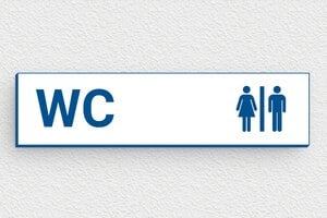 Plaque de porte WC - Toilettes et salle de bains - Plaquette wc - 100 x 25 mm - PVC - blanc-bleu - glue - plaque-toilettes-002-2