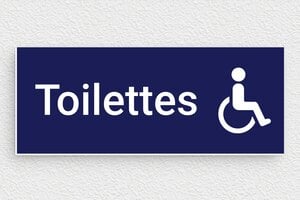 Plaque de porte WC - Toilettes et salle de bains - Plaque toilettes handicapé - 150 x 60 mm - PVC - bleu-marine-blanc - glue - plaque-toilettes-003-2
