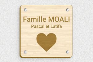 Plaque de porte bois - plaque-villa-003-2 - 100 x 100 mm - erable - screws - plaque-villa-003-2