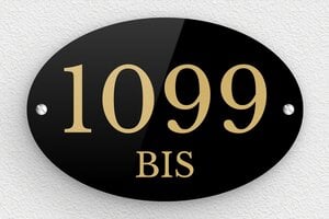 Plaque numéro maison en plexiglas - plaque-villa-048-2 - 150 x 100 mm - noir-or - screws - plaque-villa-048-2