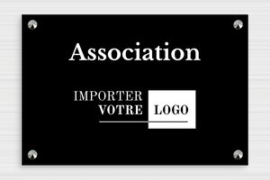 Plaque professionnelle association - plaquepro-asso12 - 300 x 200 mm - noir-blanc - screws-caps - plaquepro-asso12