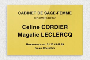 Plaque Professionnelle Autocollante - plaquepro-fix-autocollante-020-3 - 300 x 200 mm - or-clair-noir - glue - plaquepro-fix-autocollante-020-3