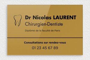 Plaque Professionnelle Autocollante - plaquepro-fix-autocollante-021-3 - 300 x 200 mm - or-fonce-noir - glue - plaquepro-fix-autocollante-021-3